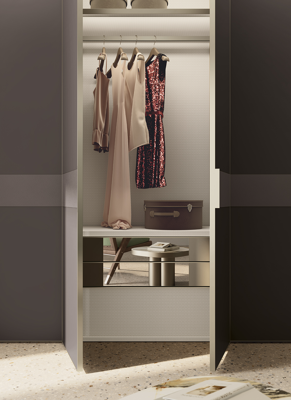 Profile Leather Hinged Wardrobe